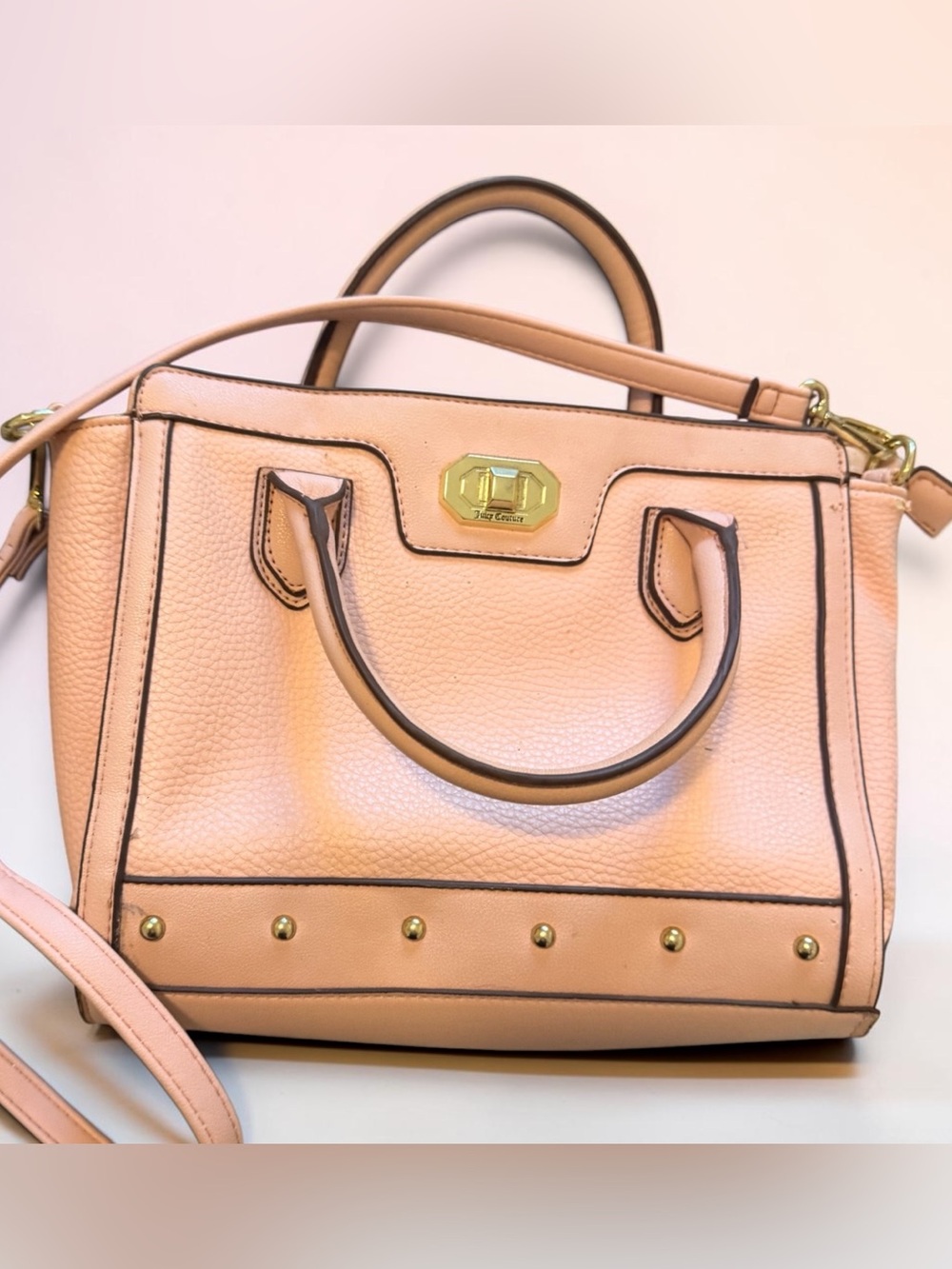 Juicy Couture Blush Pink Structured Satchel Crossbody Bag